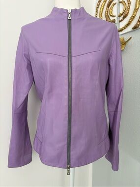Lavender Leather Zip-Front Jacket